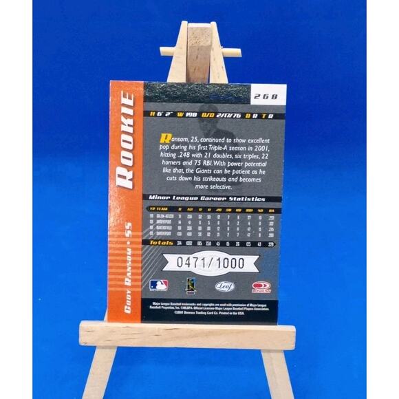 Cody Ransom Rookie #268 Leaf Limited 2001 Donruss SP 471/1000 - Picture 4 of 5